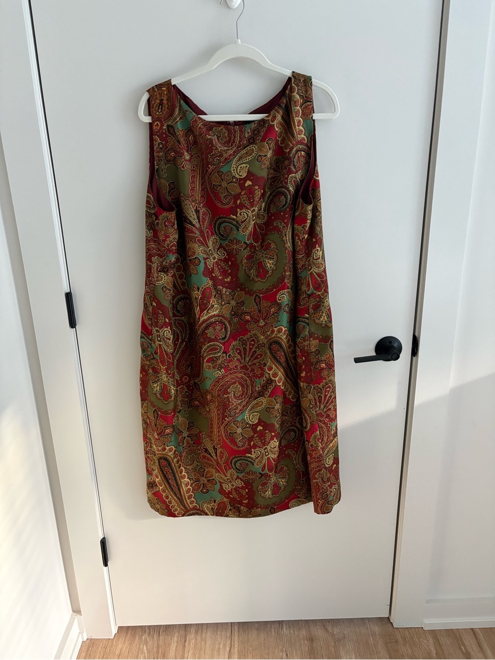 Lauren Ralph Lauren Burgundy Paisley Silk Shift Midi Dress Plus Easy Comfy 20W
